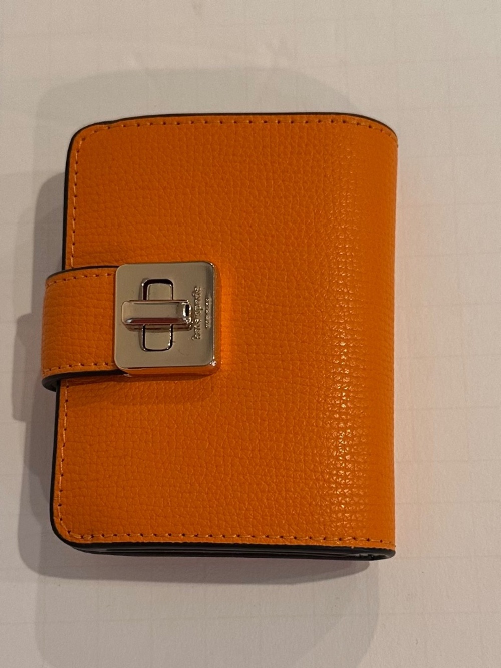 Kate Spade Orange and Cream Wallet with Gold Turnkey Closure